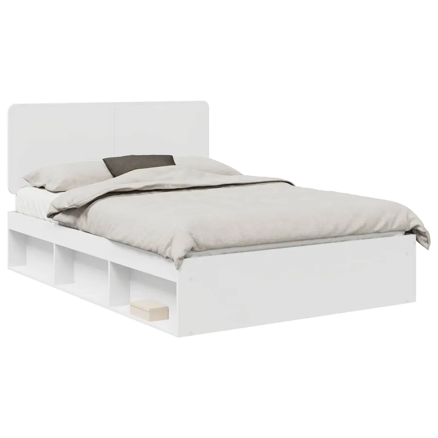Cadre de lit Blanc 140 x 190 cm Bois de pin massif - 2