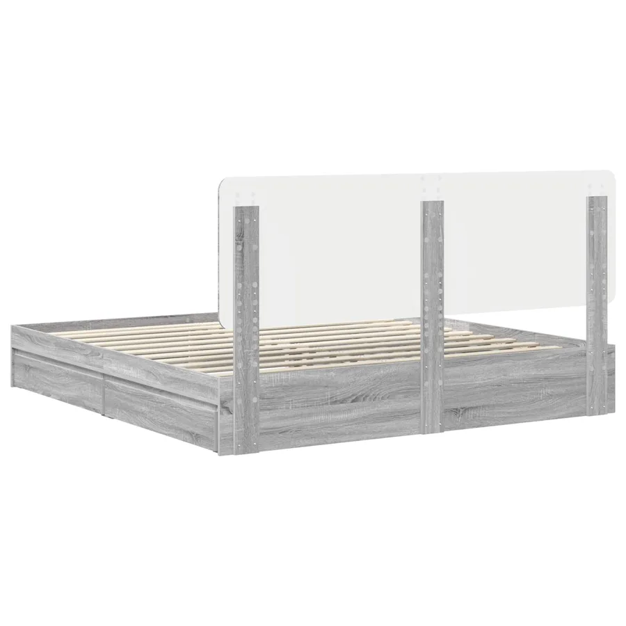 Lit de Rangement Gris Sonoma 180 x 200 cm Bois d'ingénierie - 10