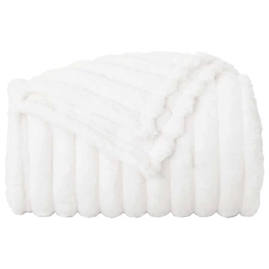 Couvertures à jeter 6 pcs Blanc 240 x 220 cm Toison - 5