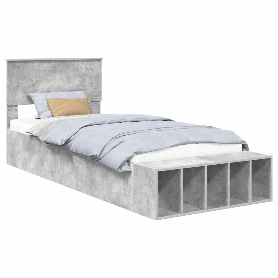 Cadre de lit Gris béton 70 x 190 cm Bois d'ingénierie - 2