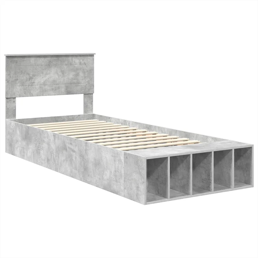 Cadre de lit Gris béton 70 x 190 cm Bois d'ingénierie - 4