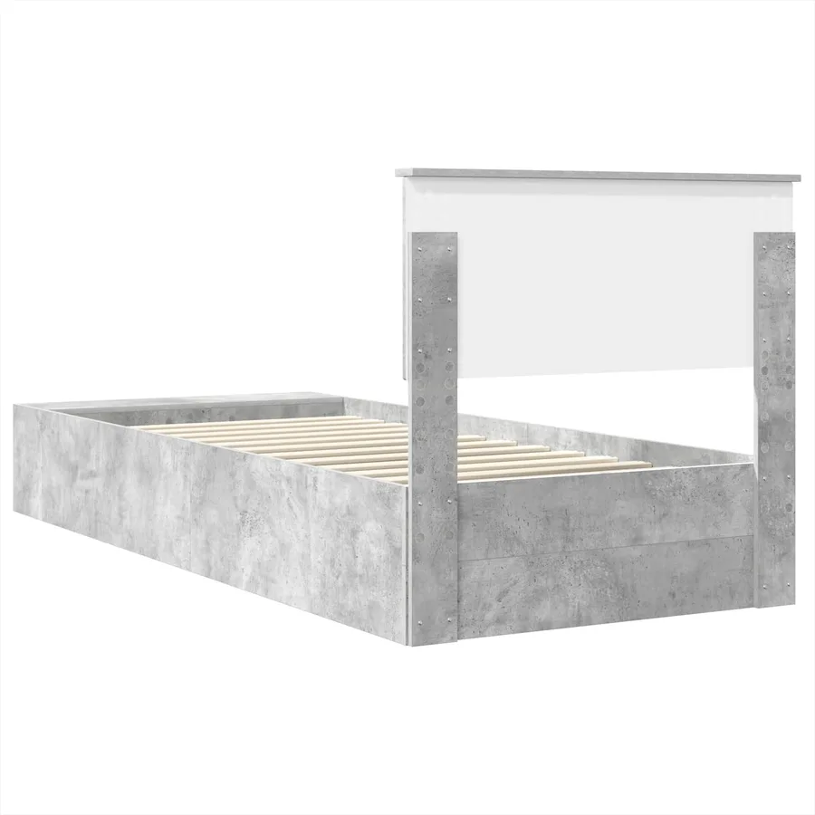 Cadre de lit Gris béton 70 x 190 cm Bois d'ingénierie - 9