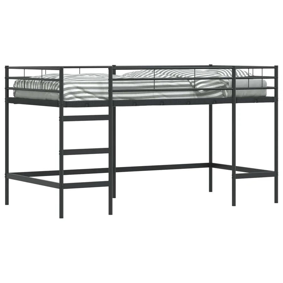 Lit mezzanine pour enfants Uni Noir 80 x 200 cm Acier - 2