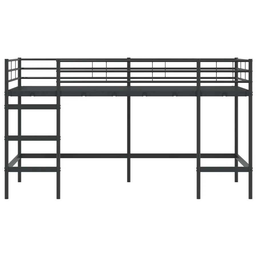 Lit mezzanine pour enfants Uni Noir 80 x 200 cm Acier - 5