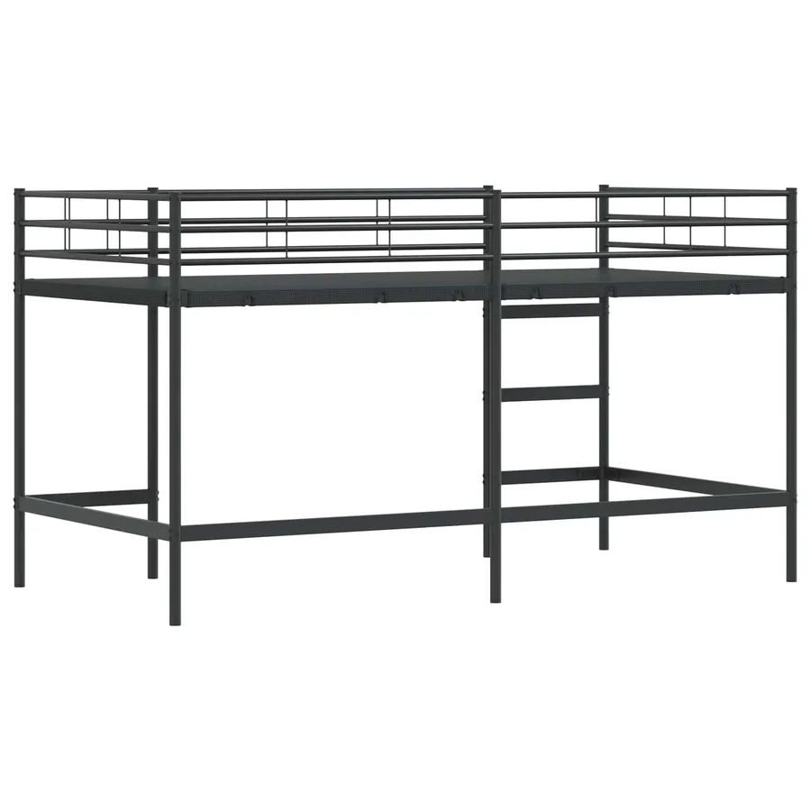 Lit mezzanine pour enfants Uni Noir 80 x 200 cm Acier - 7