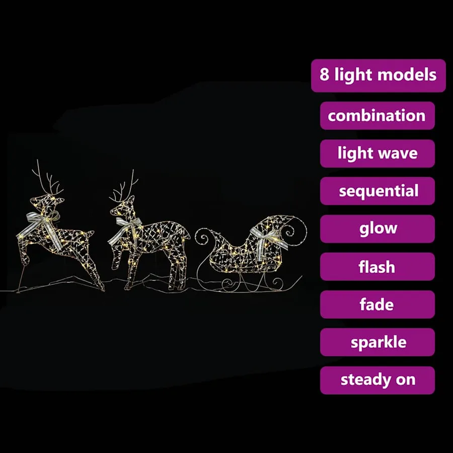 Rennes LED avec 60 LED 3 pcs Blanc chaud PET - 8
