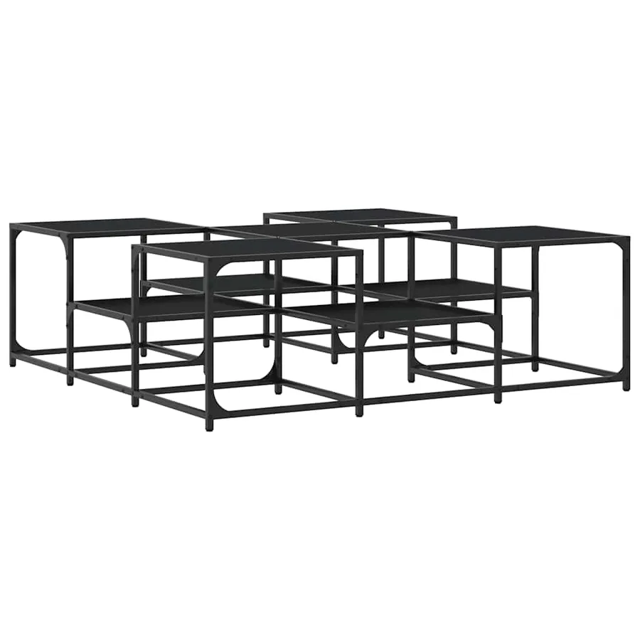 Table basse noir 121x121x40cm Bois d'ingénierie - 7