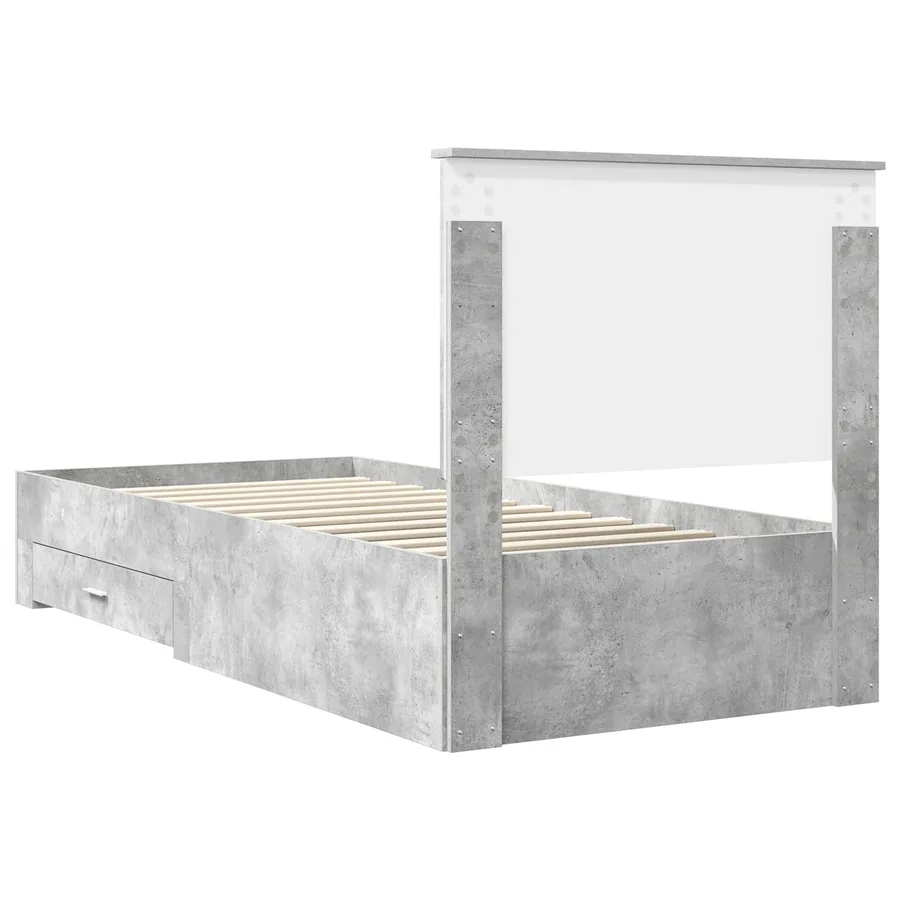 Cadre de lit Gris Béton et Argent 75 x 190 cm Bois d'ingénierie - 9