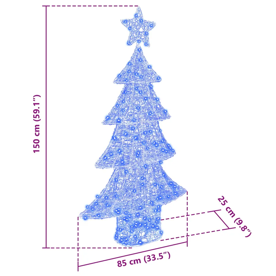 Sapin de Noël avec 160 LED Bleu 150 cm Acrylique - 8