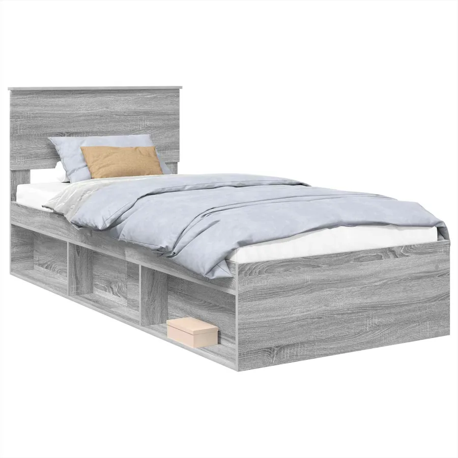 Cadre de lit Gris Sonoma 75 x 190 cm Bois d'ingénierie - 2