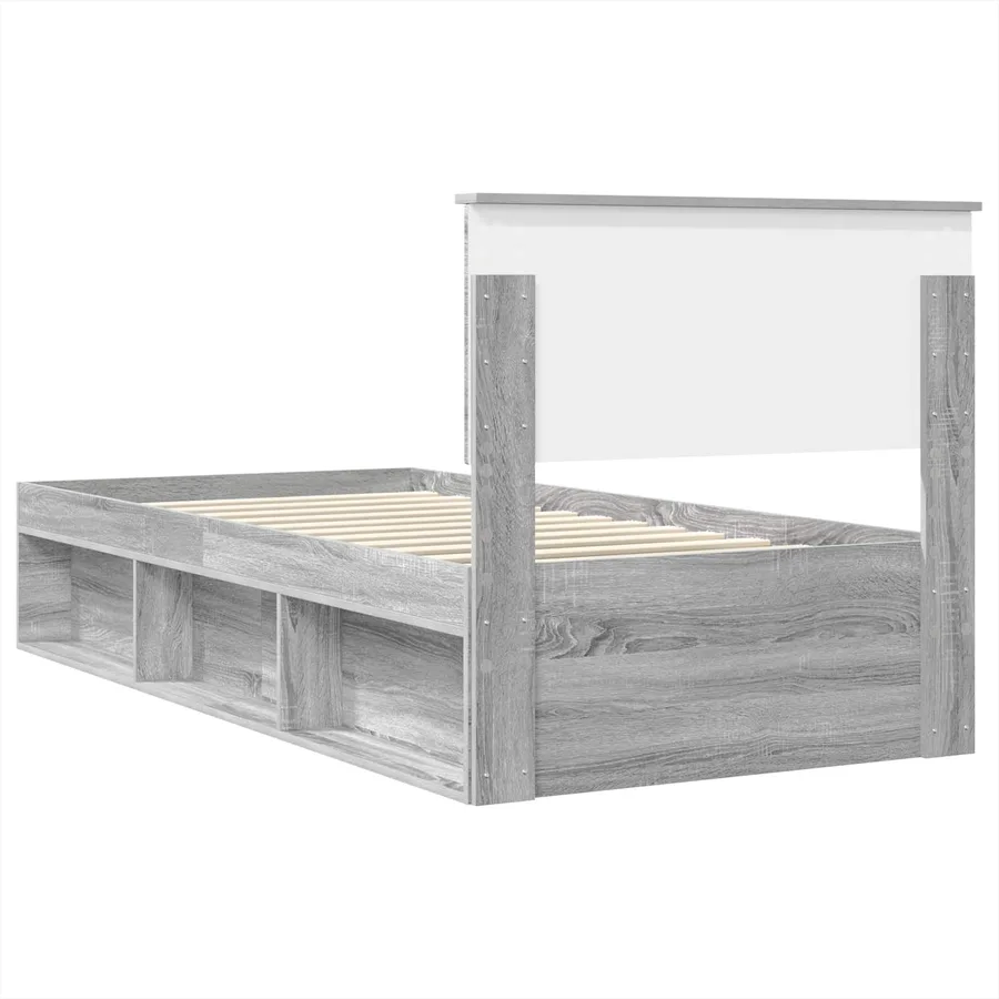 Cadre de lit Gris Sonoma 75 x 190 cm Bois d'ingénierie - 9