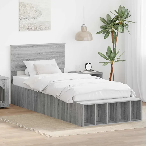 Cadre de lit Gris Sonoma 75 x 190 cm Bois d'ingénierie