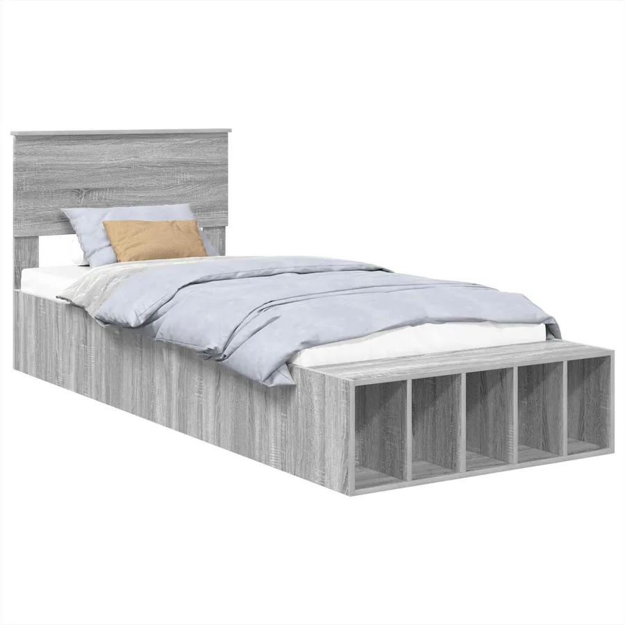Cadre de lit Gris Sonoma 75 x 190 cm Bois d'ingénierie - 2