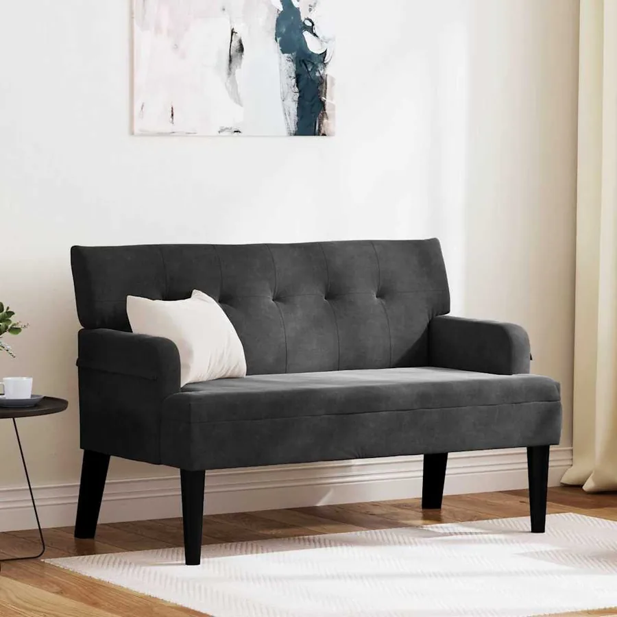 Banc Chesterfield Noir 112 x 65,5 x 75 cm Velours