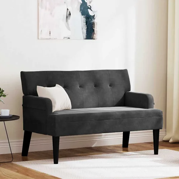 Banc Chesterfield Noir 112 x 65,5 x 75 cm Velours