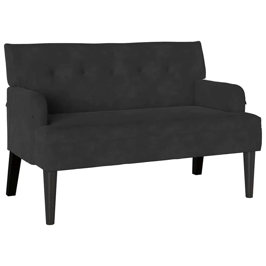 Banc Chesterfield Noir 112 x 65,5 x 75 cm Velours - 2
