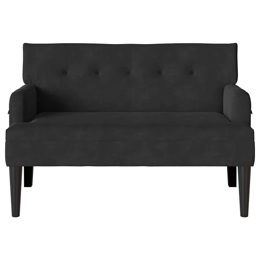Banc Chesterfield Noir 112 x 65,5 x 75 cm Velours - 4