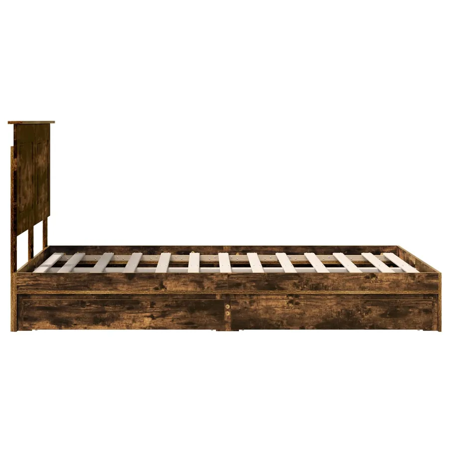Lit de Rangement Chêne fumé 135 x 190 cm Bois d'ingénierie - 9