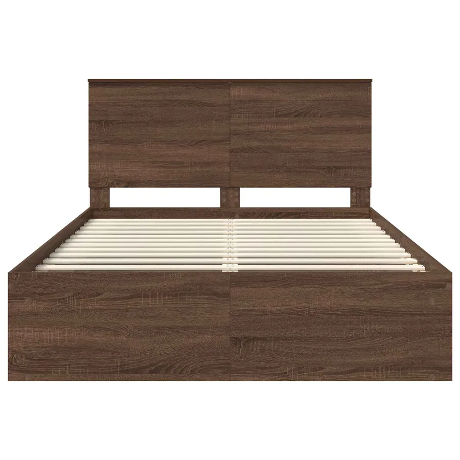 Cadre de lit Chêne brun 140 x 200 cm Bois de pin massif - 7
