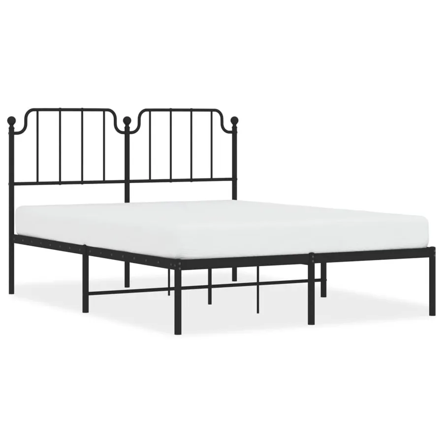 Cadre de lit métal sans matelas avec tête de lit noir 140x190cm - 2