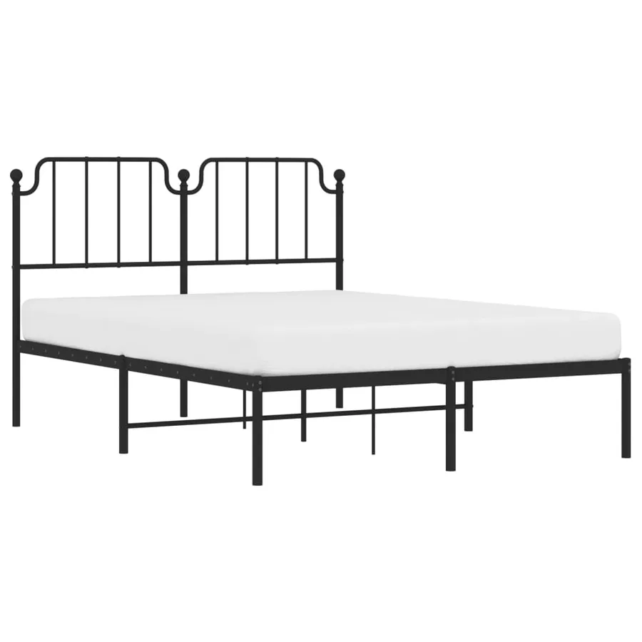 Cadre de lit métal sans matelas avec tête de lit noir 140x190cm - 3
