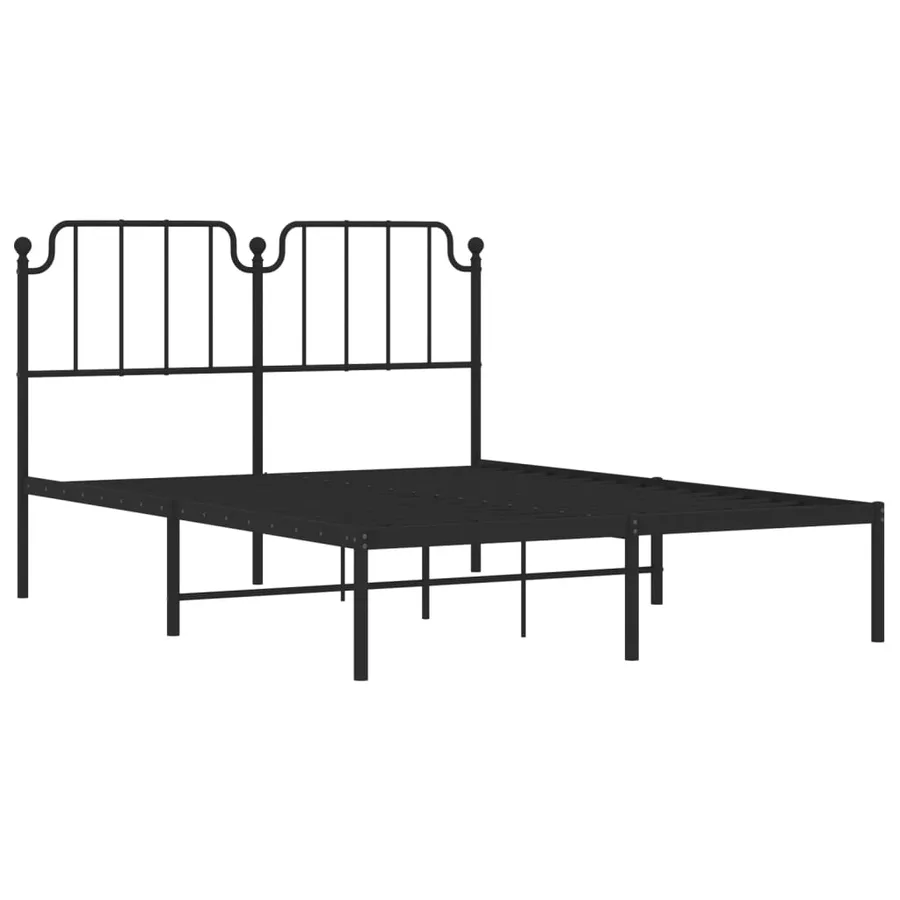 Cadre de lit métal sans matelas avec tête de lit noir 140x190cm - 4