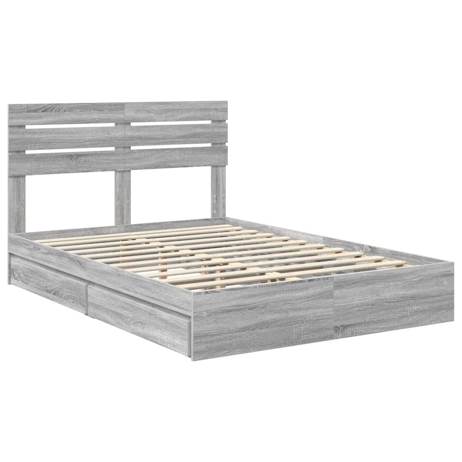 Lit de Rangement Gris Sonoma 160 x 200 cm Bois d'ingénierie - 4