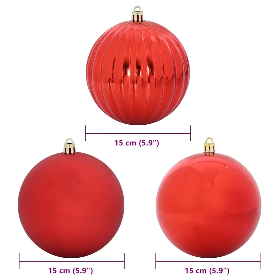 Ensemble de Boules de Noël XL 9 pcs Rouge Ø 15 cm Plastique LED - 5