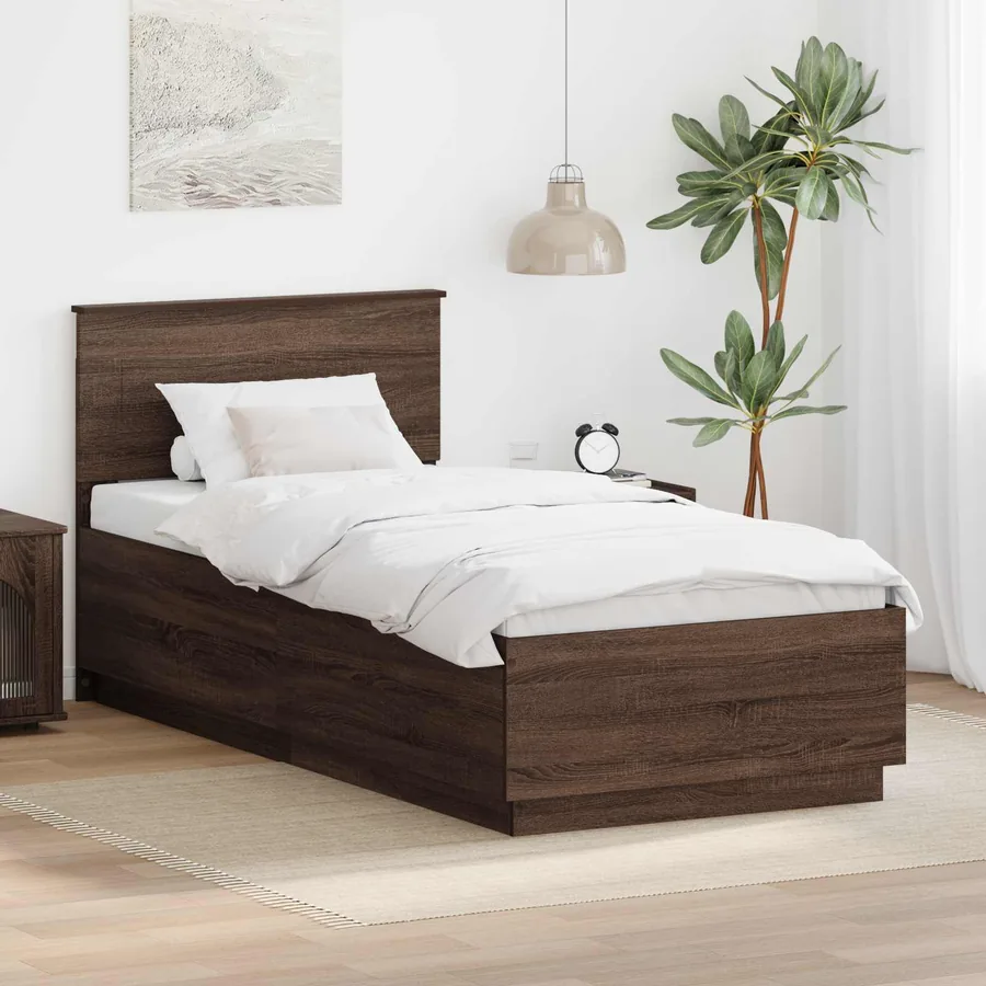 Cadre de lit Chêne brun 70 x 190 cm Bois d'ingénierie