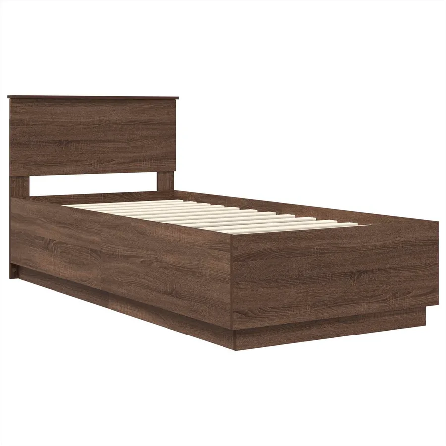 Cadre de lit Chêne brun 70 x 190 cm Bois d'ingénierie - 4