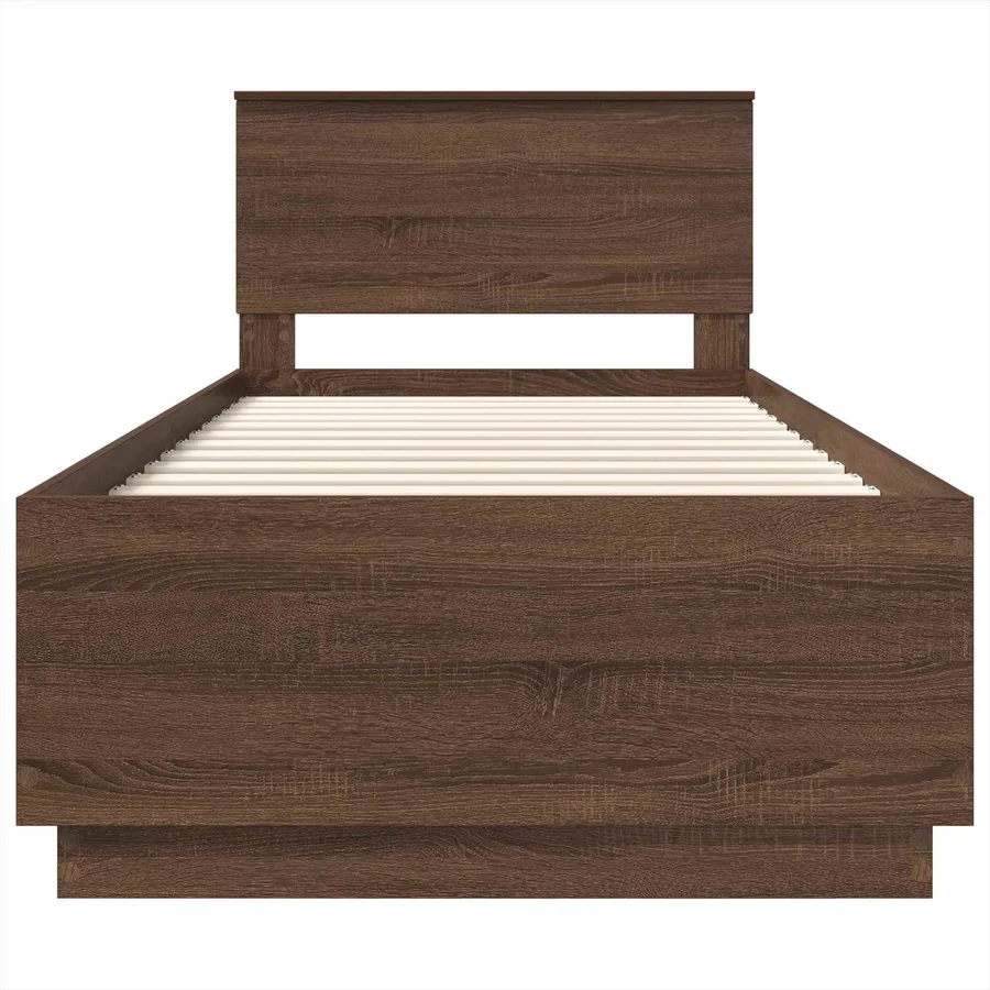 Cadre de lit Chêne brun 70 x 190 cm Bois d'ingénierie - 7
