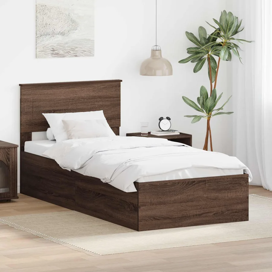 Cadre de lit Chêne brun 75 x 190 cm Bois d'ingénierie