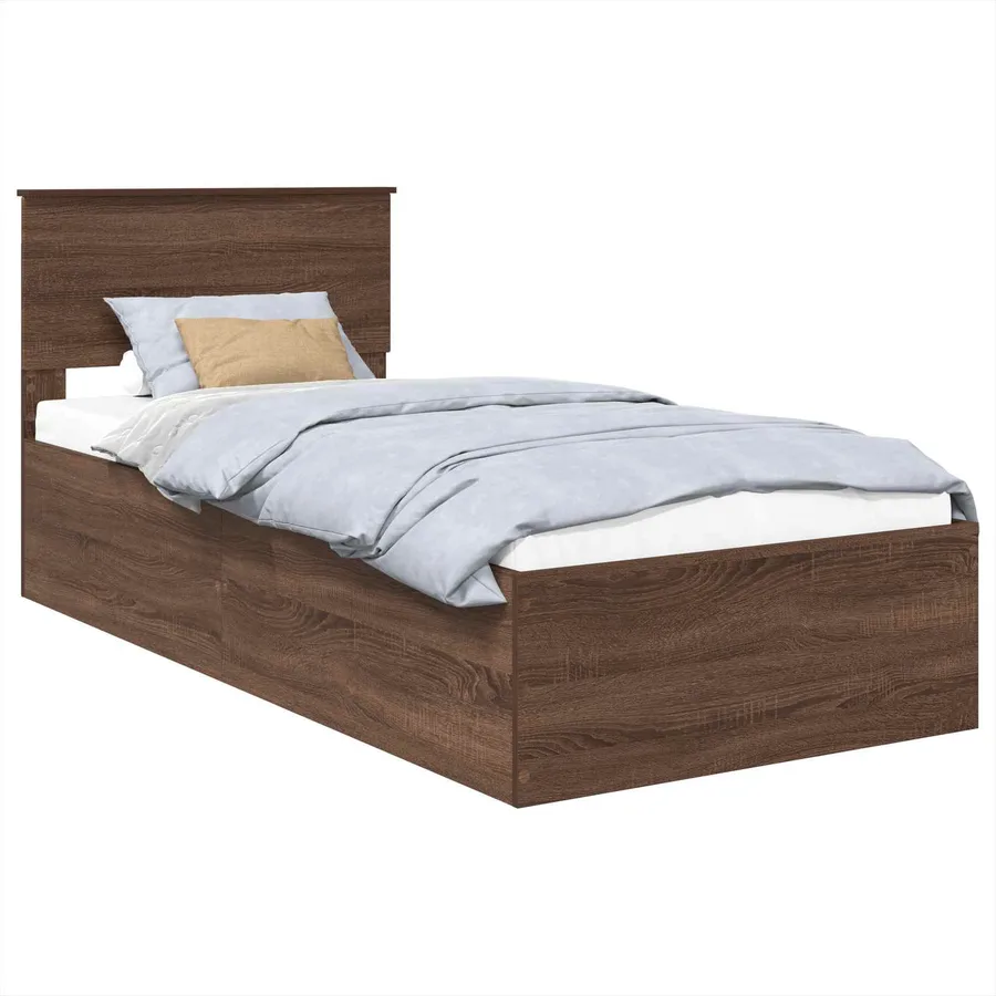 Cadre de lit Chêne brun 75 x 190 cm Bois d'ingénierie - 2