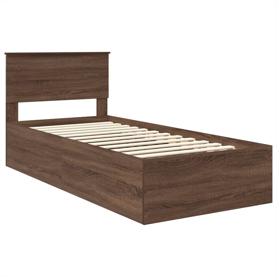 Cadre de lit Chêne brun 75 x 190 cm Bois d'ingénierie - 4