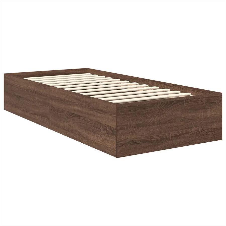 Cadre de lit Chêne brun 75 x 190 cm Bois d'ingénierie - 5
