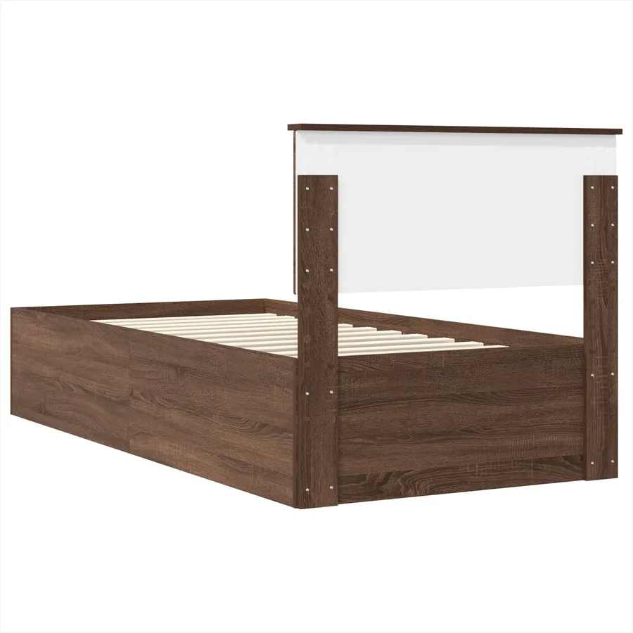 Cadre de lit Chêne brun 75 x 190 cm Bois d'ingénierie - 9