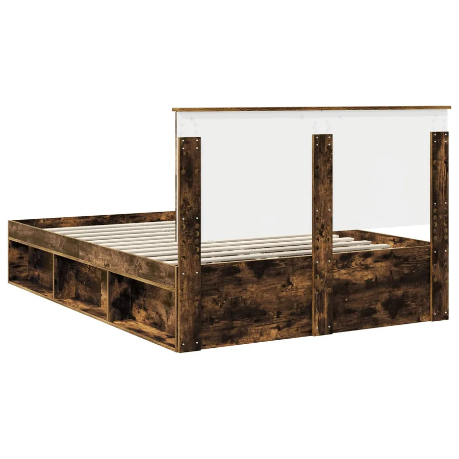 Cadre de lit Chêne fumé 140 x 190 cm Bois de pin massif - 9