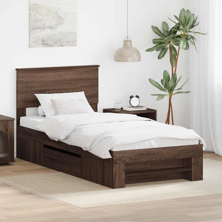 Cadre de lit Chêne brun 80 x 200 cm Bois d'ingénierie