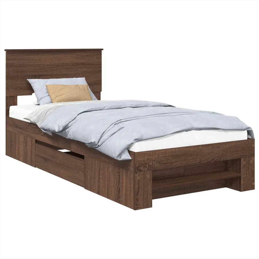 Cadre de lit Chêne brun 80 x 200 cm Bois d'ingénierie - 2