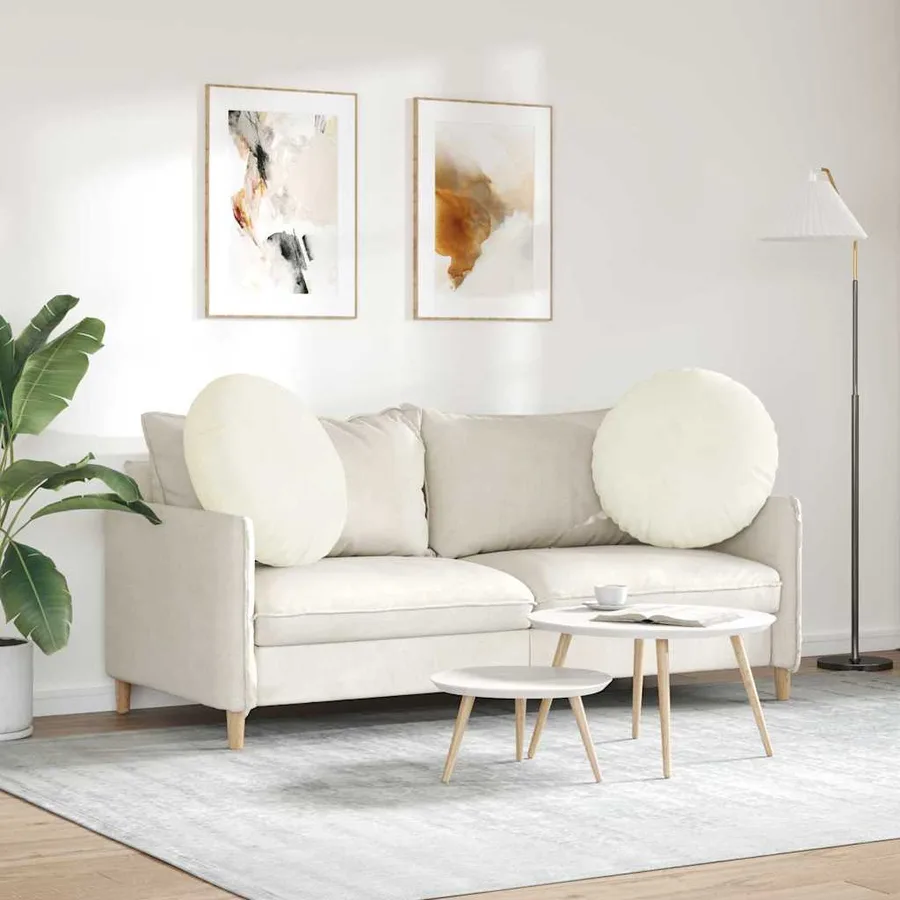 Coussins de siège 2 pcs Crème Ø 80 x 29 cm Velours - 4