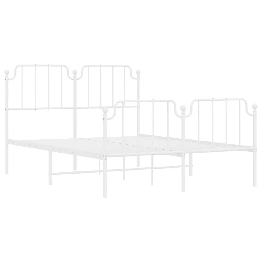 Cadre de lit métal sans matelas et pied de lit blanc 150x200 cm - 5