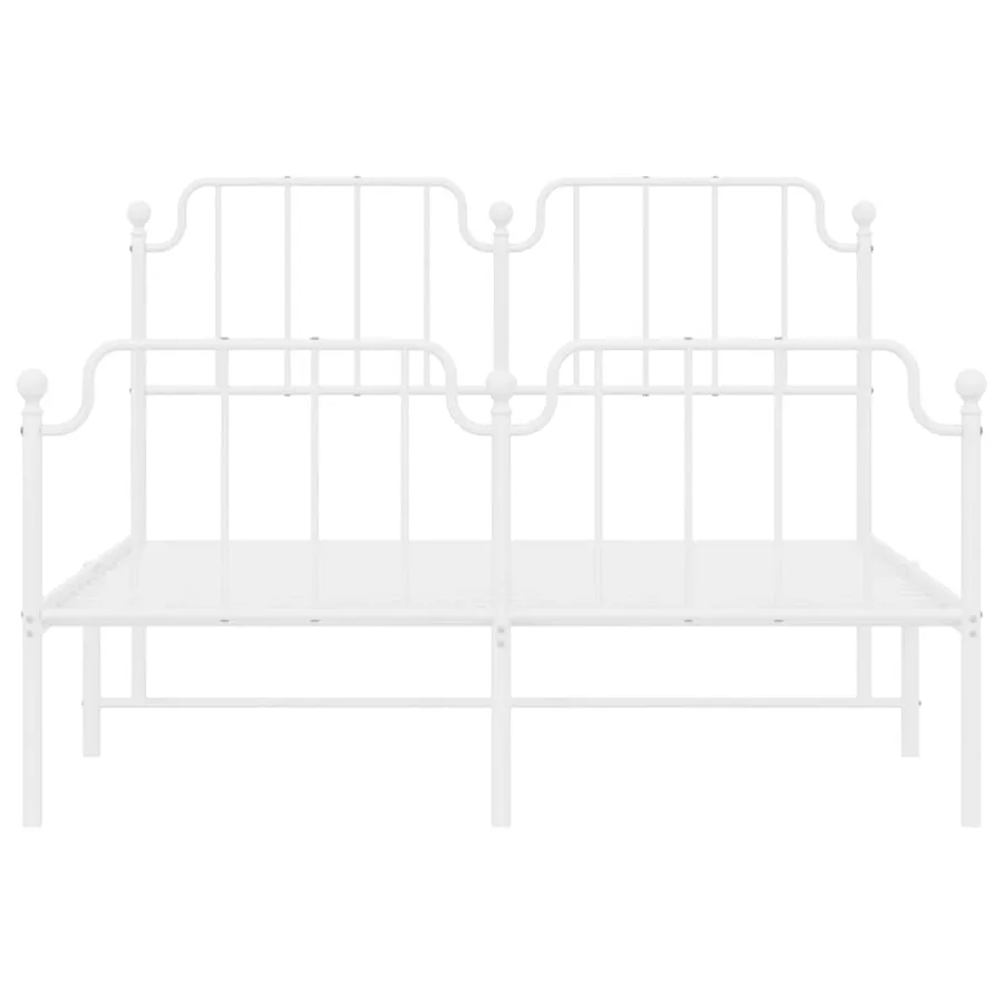 Cadre de lit métal sans matelas et pied de lit blanc 150x200 cm - 6