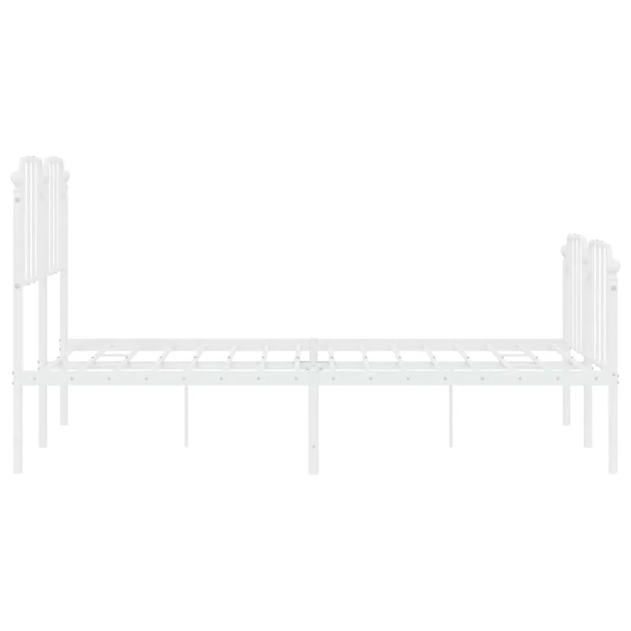 Cadre de lit métal sans matelas et pied de lit blanc 150x200 cm - 7