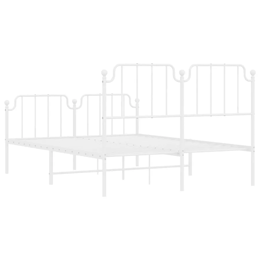 Cadre de lit métal sans matelas et pied de lit blanc 150x200 cm - 8