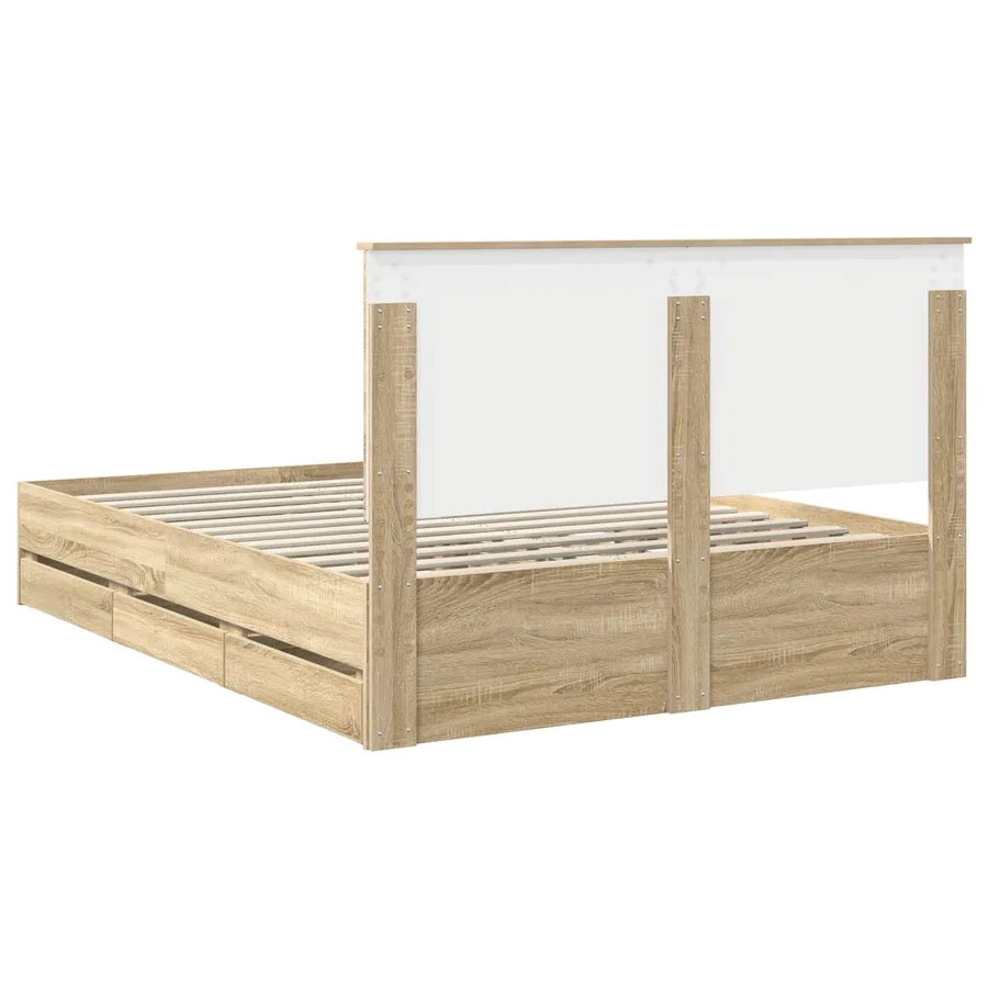 Cadre de lit Chêne Sonoma 150 x 200 cm Bois Ingénierie - 10