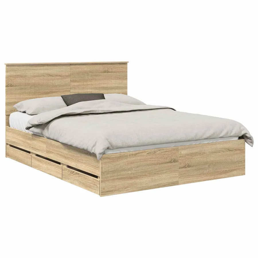 Cadre de lit Chêne Sonoma 150 x 200 cm Bois Ingénierie - 2
