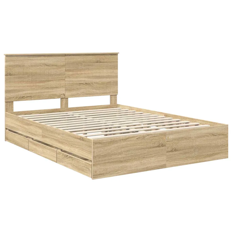 Cadre de lit Chêne Sonoma 150 x 200 cm Bois Ingénierie - 4