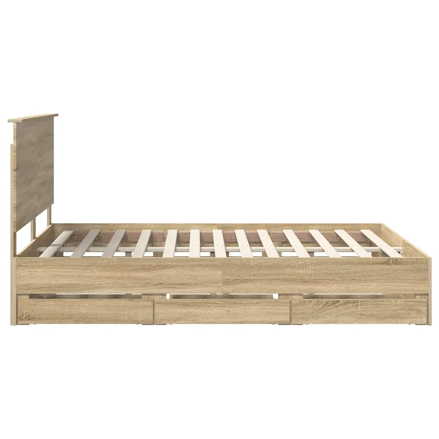 Cadre de lit Chêne Sonoma 150 x 200 cm Bois Ingénierie - 9