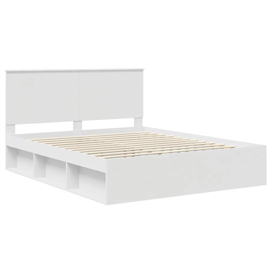 Cadre de lit Blanc 160 x 200 cm Bois de pin massif - 4