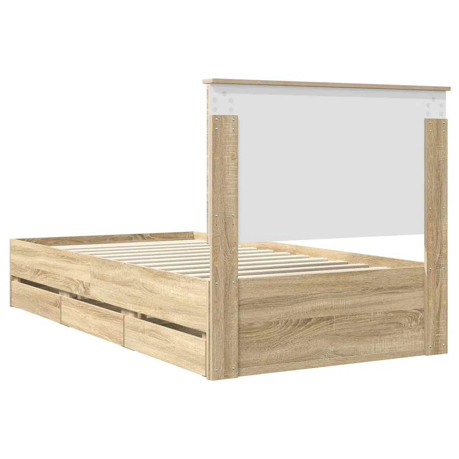Cadre de lit Chêne Sonoma 100 x 200 cm Bois Ingénierie - 10